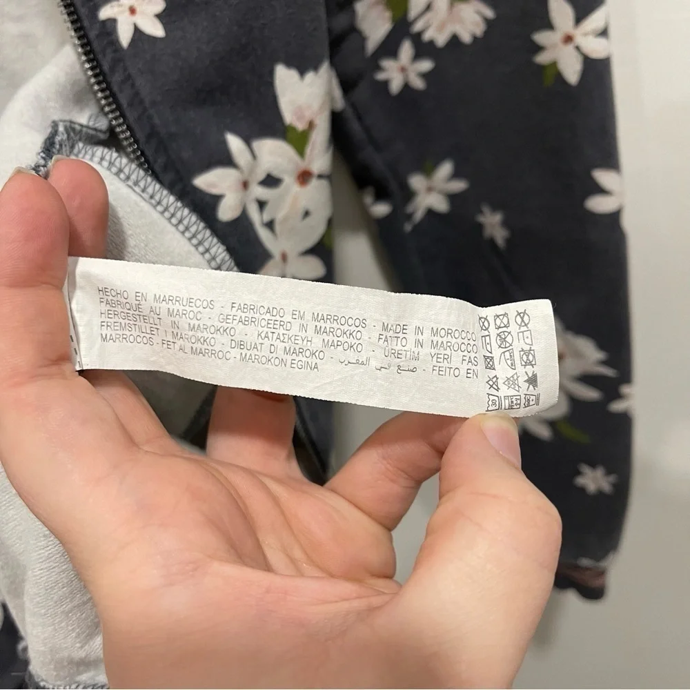 Zara Magnolia Flower Floral Full-Zip Bomber Jacket Size 13-14